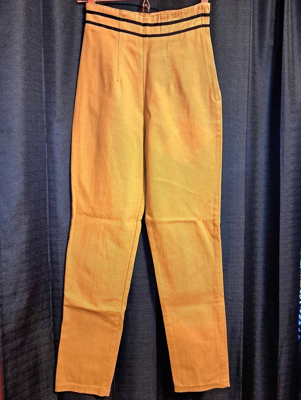 Mustard Straight Leg Pants with Contrast Waistband